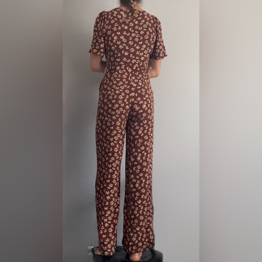Mango Brown Floral Jumpsuit